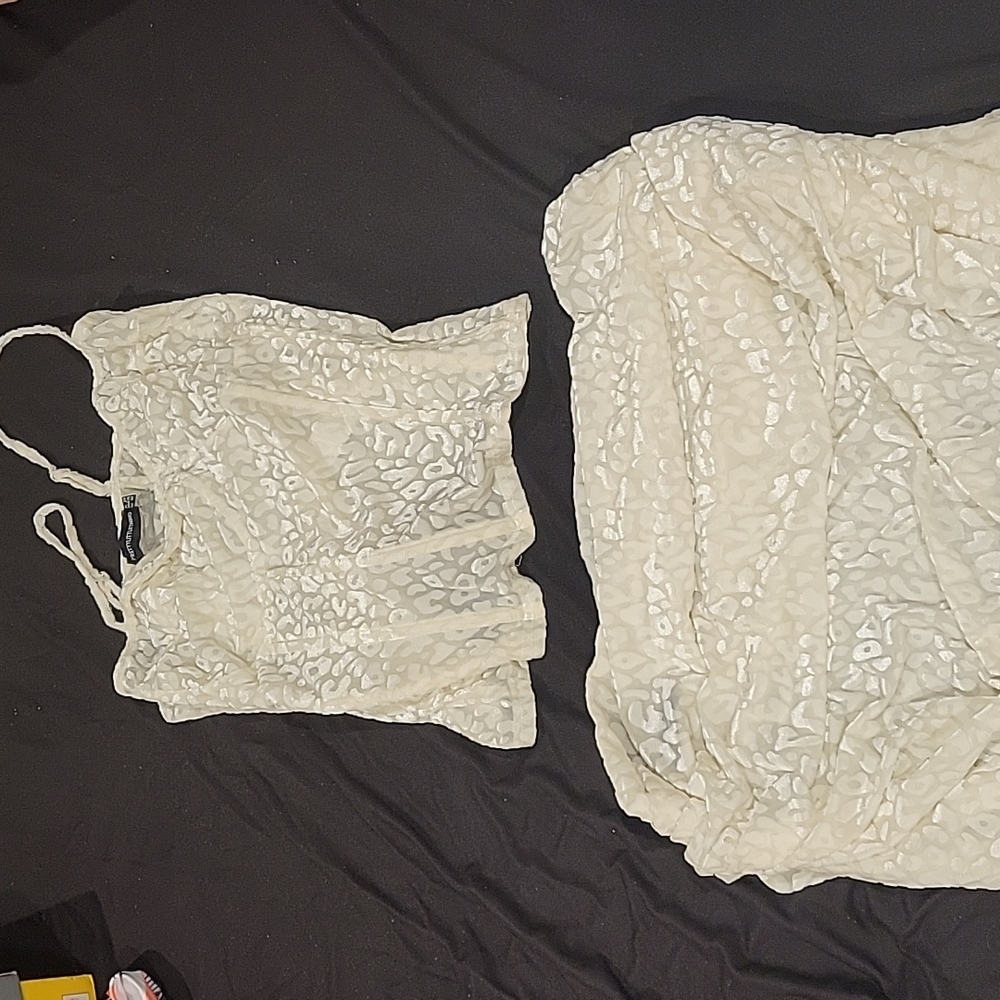 White Leopard Print 2 Piece Set